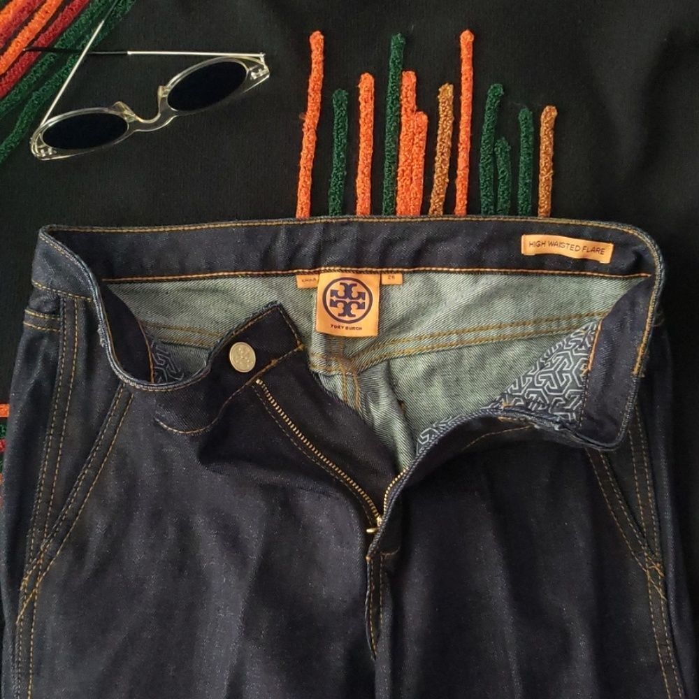 TORY BURCH high waist flare denim jeans - Picture 3 of 8